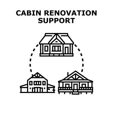 Cabin renovation project options and support services Stock Illustration