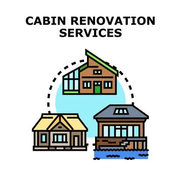 Cabin renovation services concept vector illustration Illustrazione stock