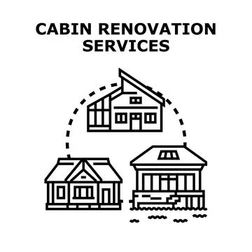 Cabin renovation services concept vector illustration Stock Illustration