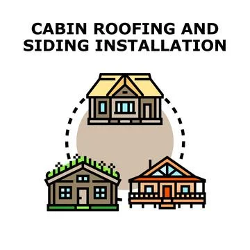 Cabin roofing and siding installation vector concept 스톡 일러스트