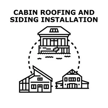 Cabin roofing and siding installation vector concept 스톡 일러스트