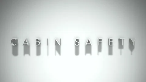 Cabin safety 3D title animation white text on a white background Stock Footage 298896902
