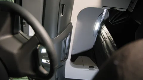 The cabin of the semi truck inside. Down... | Stock Video | Pond5