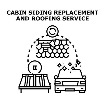 Cabin siding replacement roofing service vector concept 스톡 일러스트