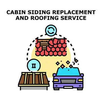 Cabin siding replacement roofing service vector concept 스톡 일러스트