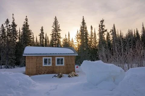 Cabin in Sunset Foto stock