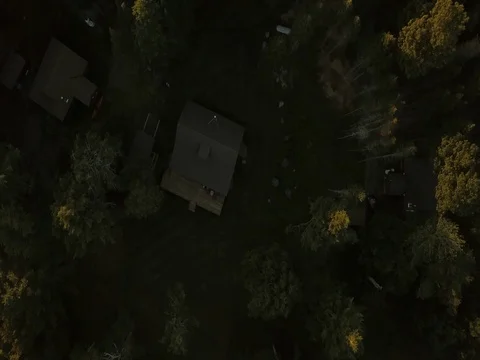 Cabin in the Woods Aerial Video stock 80136640