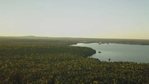Cabin in the Woods Aerial Panning Down Video stock 80211301
