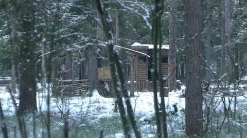 Cabin in a woods Stock Footage 122427574