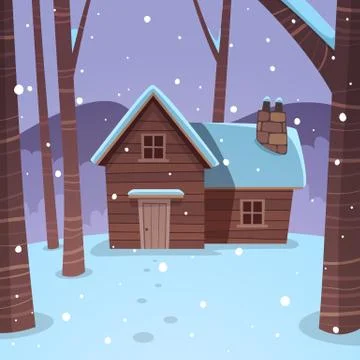 Cabin in woods Stock Illustration