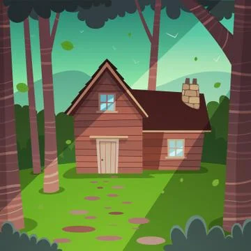 Cabin in woods Stock Illustration