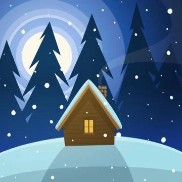 Cabin in the woods Stock Illustration