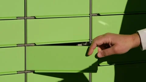 Cabinet with compartments for automatic delivery of small parcels and packages 스톡 동영상 296848591