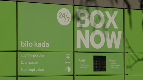 Cabinet with compartments for automatic delivery of small parcels and packages Stock Footage 296848983
