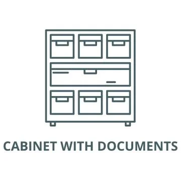Cabinet with documents vector line icon, linear concept, outline sign, symbol イラスト素材