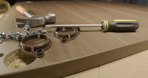 Cabinet door with tools and hardware 库存影片 101834441