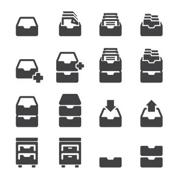 Cabinet icon set Illustrazione stock