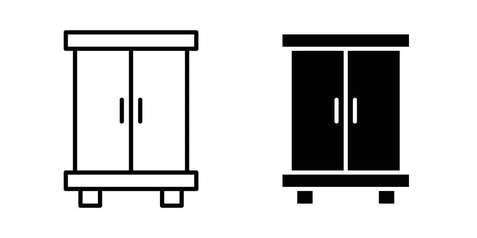 Cabinet icon solid, line, and editable vector set. イラスト素材
