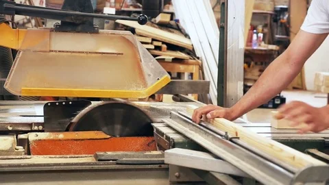Cabinet maker sawing wood Stock Footage 76414745