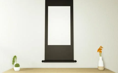 Cabinet modern empty room,minimal design japanese style. 3d rendering Stock Illustration