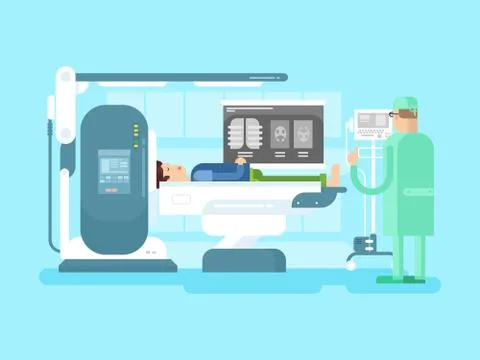 Cabinet with an MRI device Stock Illustration