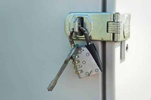 Cabinet secured with a combination lock Stock Photos
