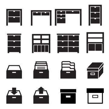 Cabinet &amp; storage icon set Stock Illustration