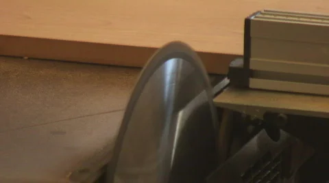 Cabinetry shop - 9 - table saw large cut Stock Footage