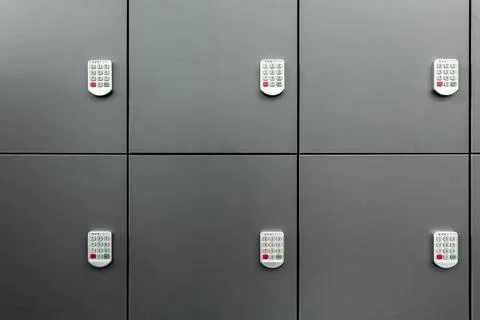 Cabinets with combination locks for office space Stock Photos
