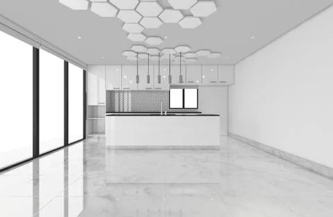 Cabinets kitchen area ideas, 3D rendering mock-up concept design illustration Stock Illustration