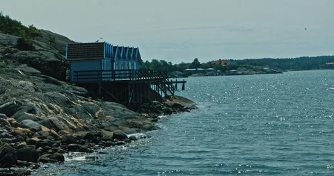 Cabins by the sea Stock Footage 113941547