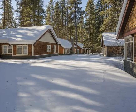 Cabins in Winter Stock Photos