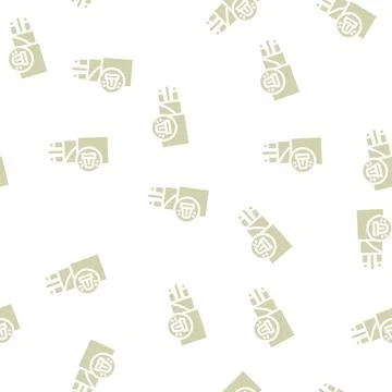 Cable for alarm systems glyph vector seamless pattern Stock Illustration