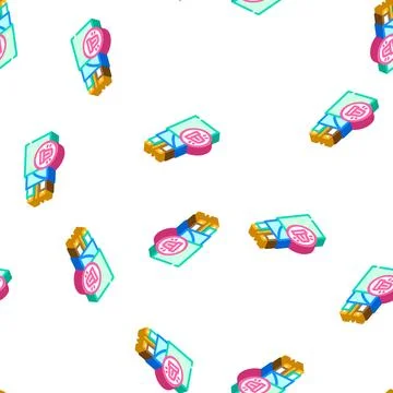 Cable for alarm systems isometric icon seamless pattern Stock Illustration