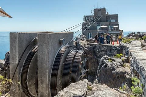 Cable anchors of the Table Mountain cableway Stock Photos
