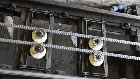Cable and roller starting funicular Stock Footage 109272902