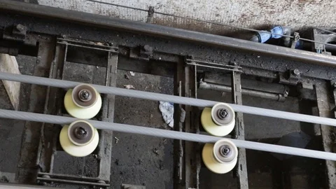 Cable and roller stopping funicular Stock Footage 109281601