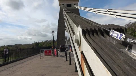 Cable and toll barrier risings to let car pass on Clifton Suspension Bridge Stock Footage 272317443