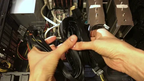Cable on the background of the computer's system unit Stock Footage 85640494