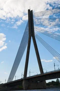 Cable-braced bridge, Riga Foto stock