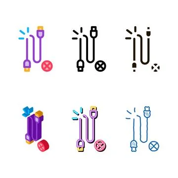 Cable breakdown icon variations vector outline Stock Illustration