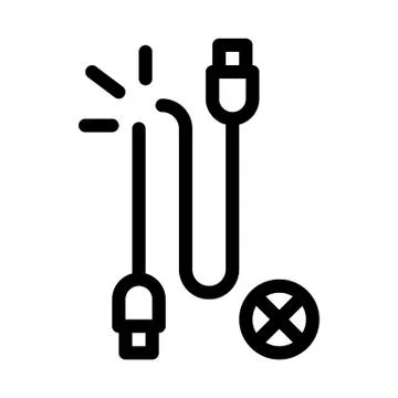 Cable Breakdown Icon Vector Outline Illustration Stock Illustration
