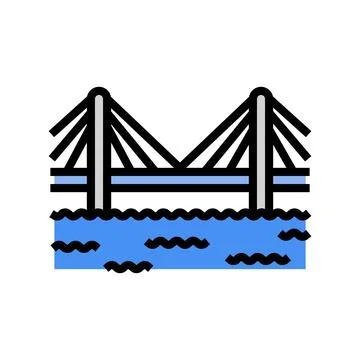 Cable bridge color icon vector illustration 스톡 일러스트