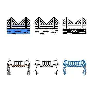 Cable bridge color icon vector range Stock Illustration