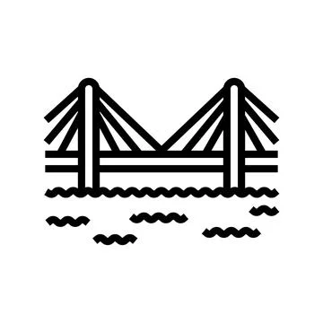 Cable bridge line icon vector illustration Stock Illustration
