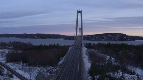 Cable bridge in sunrise Stock Footage 103219654