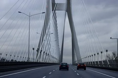 Cable bridge in Wroclaw Stock Photos
