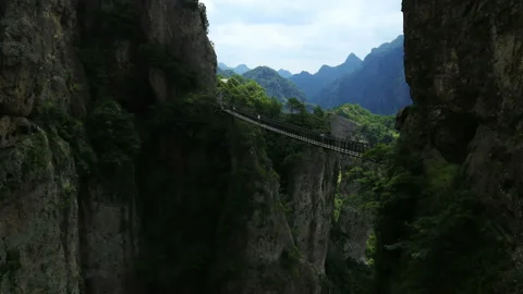 Cable bridge in Yandang Mountain time lapse Stock Footage 168120639