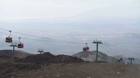 Cable cabin on the vulcano Etna, Sicily, Italy, Europe. Stock Footage 112258113
