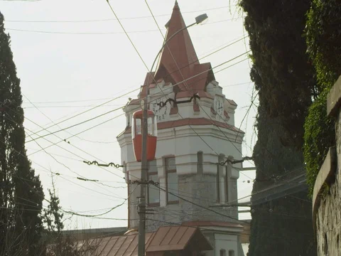 Cable cabins travel by cable car in the city Video stock 84810559